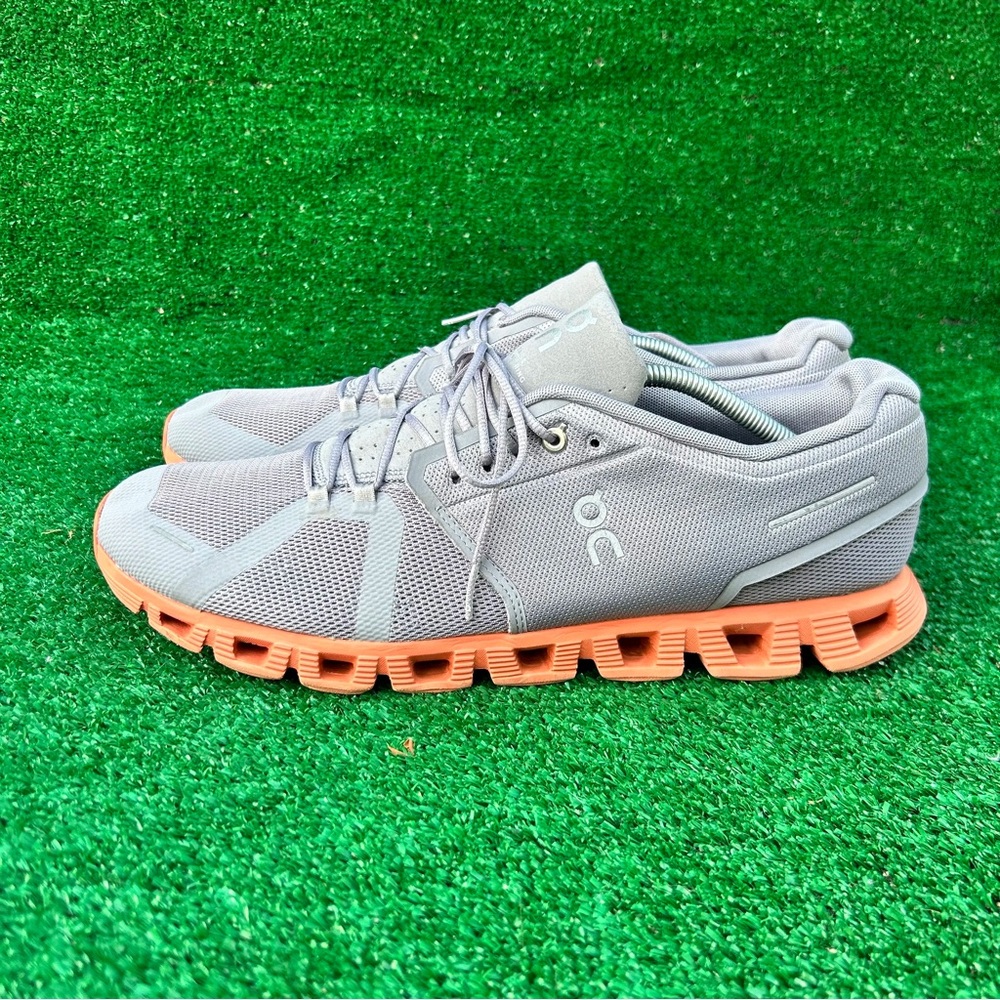 On Running Gray and Orange Athletic Shoes - Picture 3 of 9